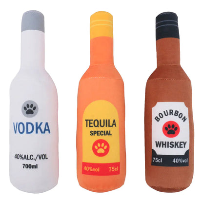 Plush Stuffed Vodka Whiskey Bottle Dog Toy