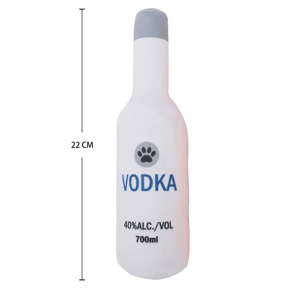 Plush Stuffed Vodka Whiskey Bottle Dog Toy